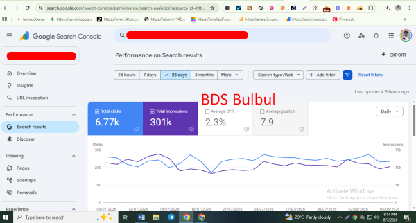 Google Search Console SEO Result 6.77k Clicks by BDS Bulbul Ahmed